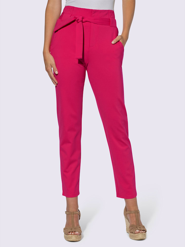 Pantalon paperbag coupe carotte, couleur rose, taille 46, marque Linea Tesini - helline