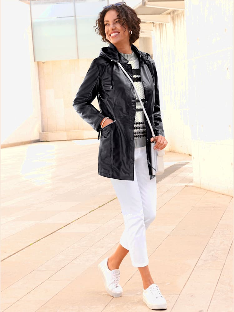 Veste en cuir cuir agneau nappa véritable, couleur noir, taille 21, marque Collection L - Witt