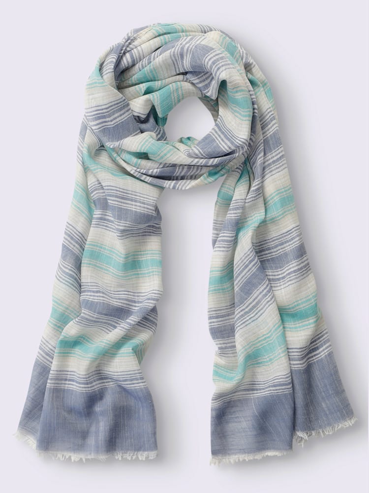 Écharpe motif à rayures mode, couleur bleu, taille 0 - helline