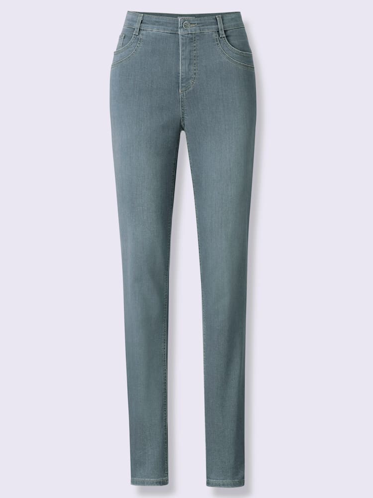 Jean 5 poches 50% coton, couleur gris, taille 48 - helline