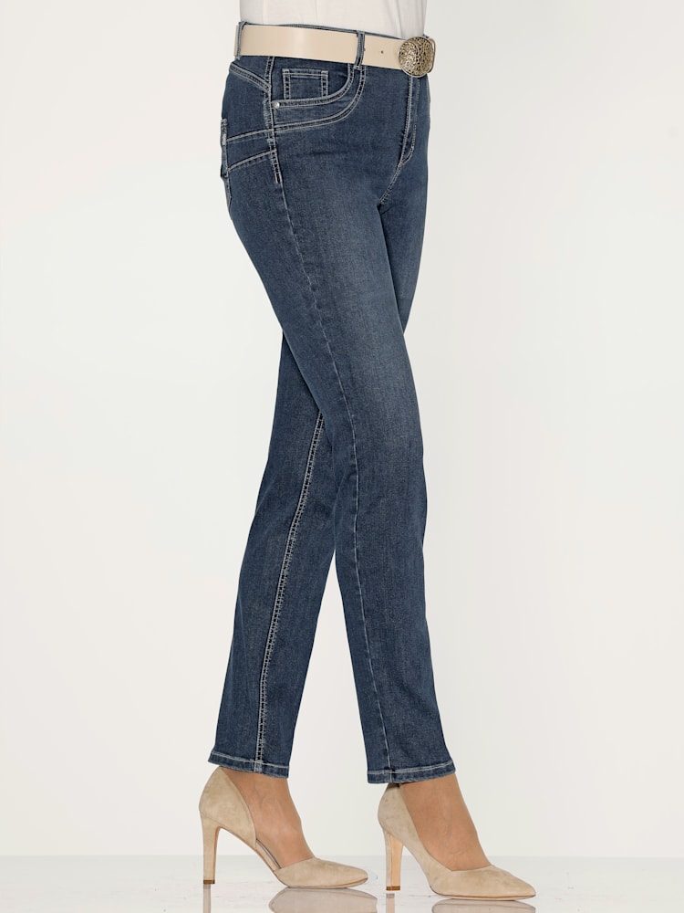 Jean 5 poches 50% coton, couleur bleu, taille 40 - helline