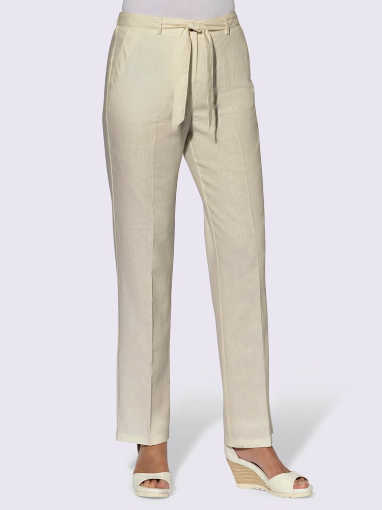 Pantalon 55% lin, couleur marron, taille 50 - helline