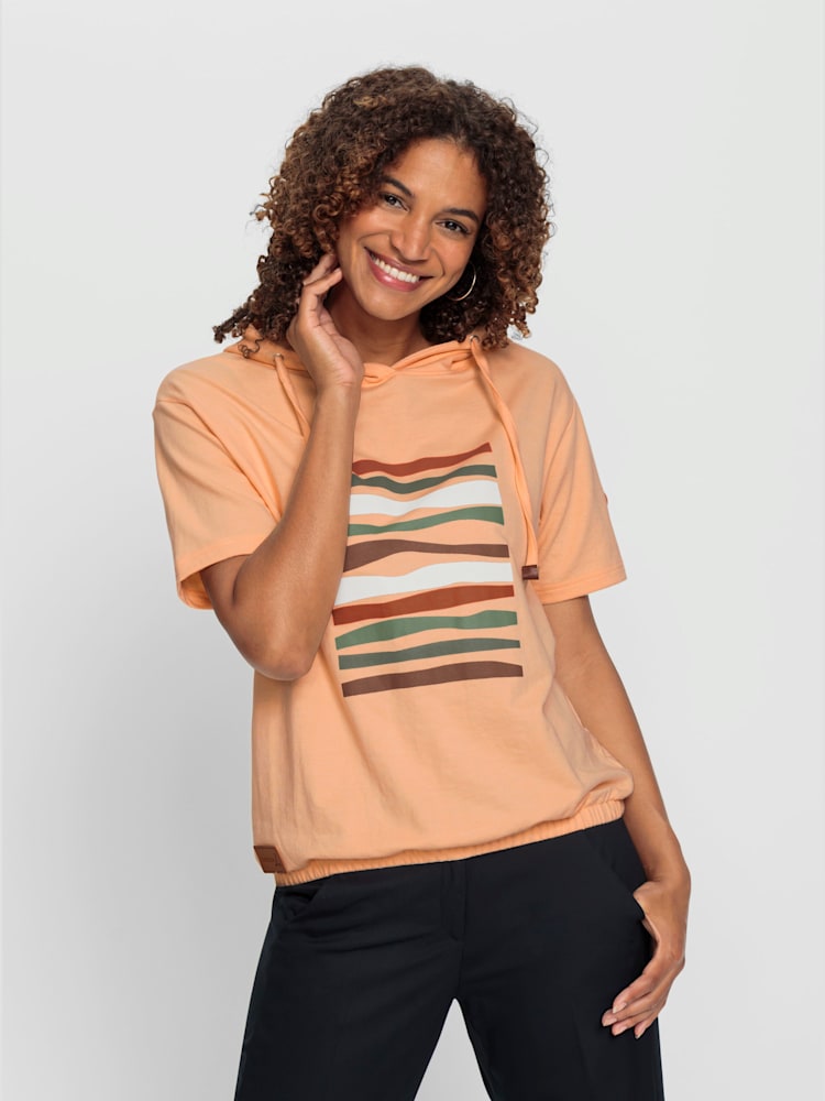 Sweatshirt à capuche 50% coton, couleur orange, taille 42, marque Collection L - helline