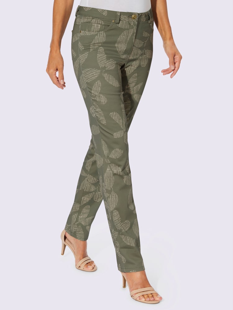 Pantalon imprimé satin coton, couleur vert, taille 38 - helline