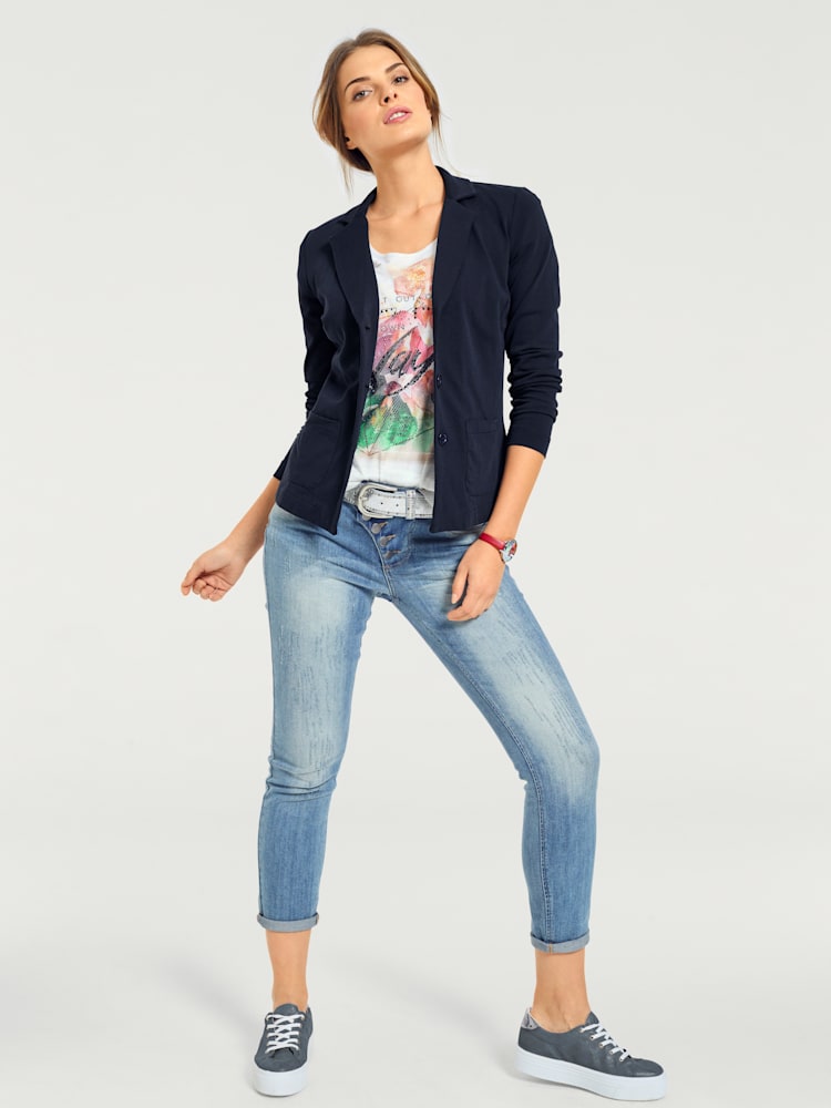 Blazer en jersey coupe sobre pour un look décontracté tendance, couleur bleu, taille 52 - Witt