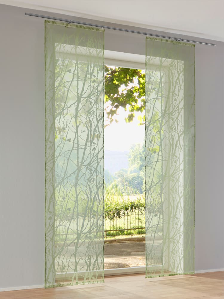 Panneau-rideaux, couleur : vert moyen uni, taille 225x57 cm, marque helline home, 75% viscose;25% polyester - helline