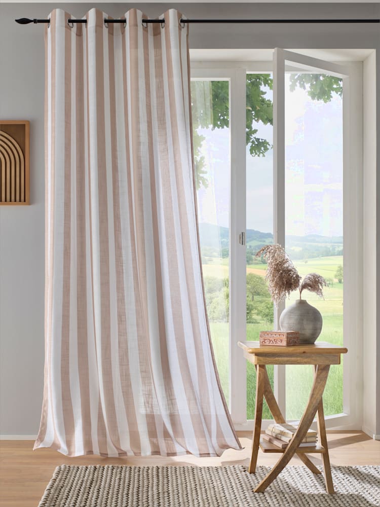 Rideaux, Œillets, marron clair à motifs, taille 225x135 cm, helline home - helline