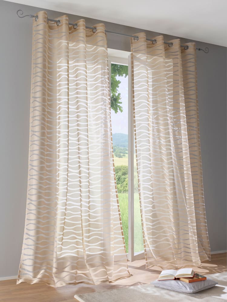 Rideaux, Œillets, marron clair uni, taille 225x135 cm, helline home - helline