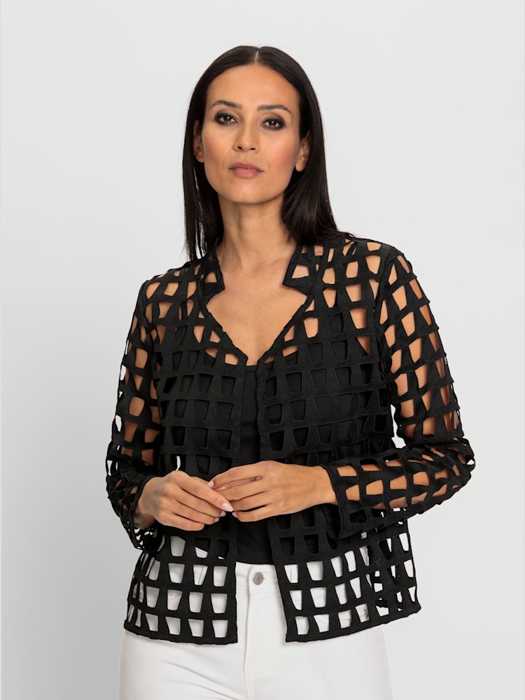 Blazer chemisier superbe et tendance, couleur noir, taille 38, marque Rick Cardona - helline