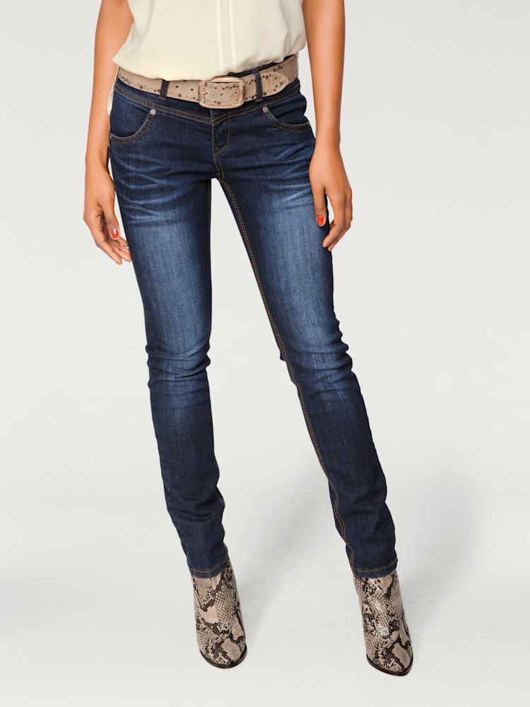Jean skinny coupe skinny tendance, couleur bleu, taille 52, marque Linea Tesini - helline