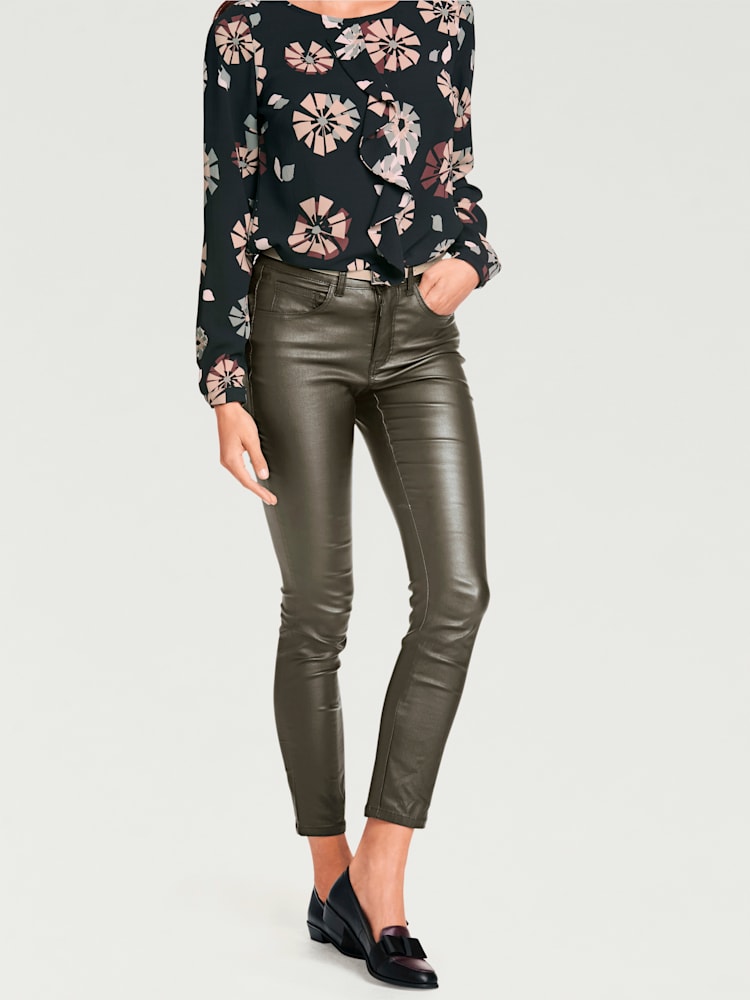 Pantalon effet ventre plat coupe skinny tendance, couleur vert, taille 46 - Witt