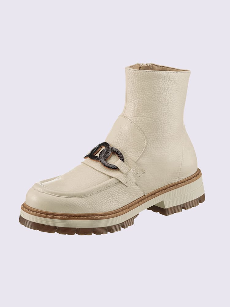 Bottines de fabrication espagnole, couleur ivoire moyen uni, taille 37 - helline