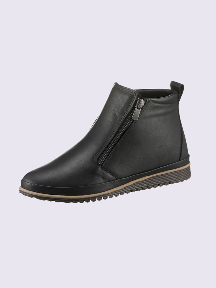 Bottine courte cuir nappa de vache, noir uni, taille 37 - helline