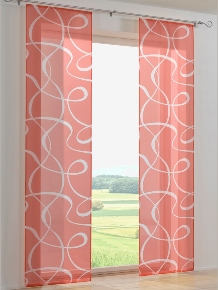 Panneau-rideaux rideaux coulissants modernes, couleur rouge, taille 225x60 cm, marque helline home - helline