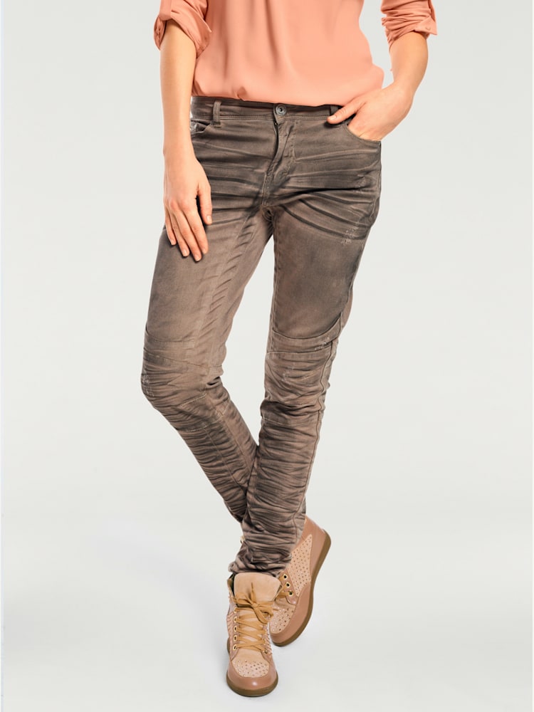 Pantalon boyfriend coupe droite, couleur marron, taille 48, marque Rick Cardona - helline