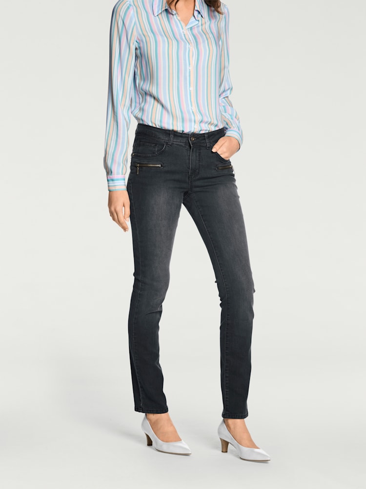Jean skinny coupe skinny tendance, couleur noir, taille 44, marque Rick Cardona - helline
