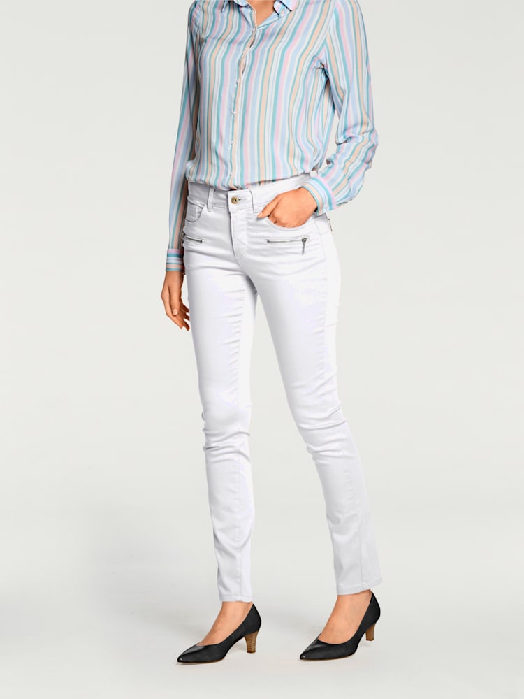 Jean skinny coupe skinny tendance, couleur blanc, taille 42, marque Rick Cardona - helline