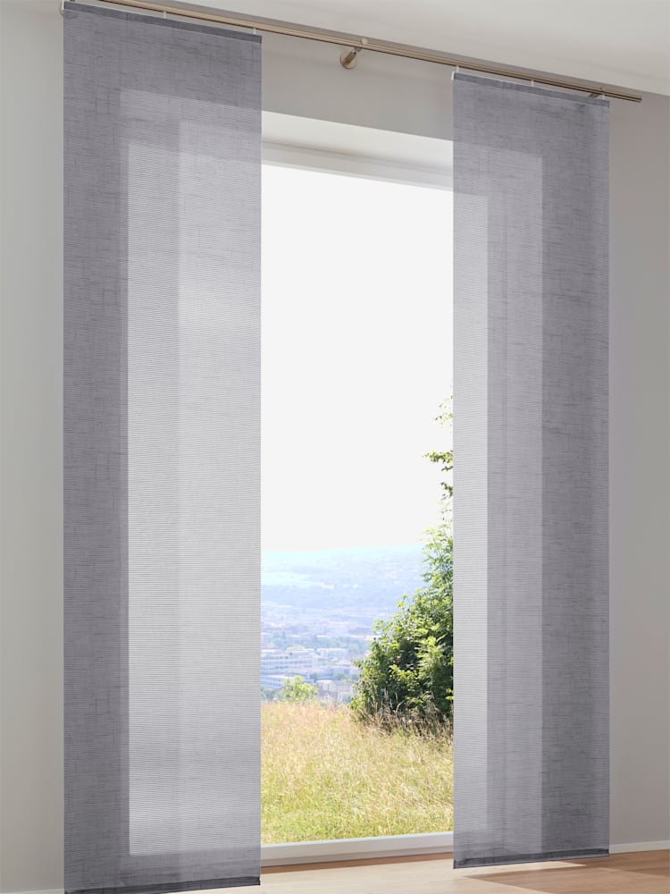 Panneau-rideaux rideaux coulissants unis, couleur : gris moyen uni, taille 145x57 cm, marque helline home, 100% polyester - helline