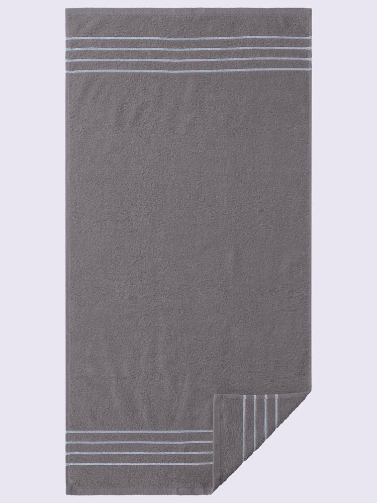 Serviette, Lot économique 3 pièces : 2 serviettes, 1 Serviette de douche, couleur : gris moyen uni, taille 0, marque wäschepur, 100% coton - helline