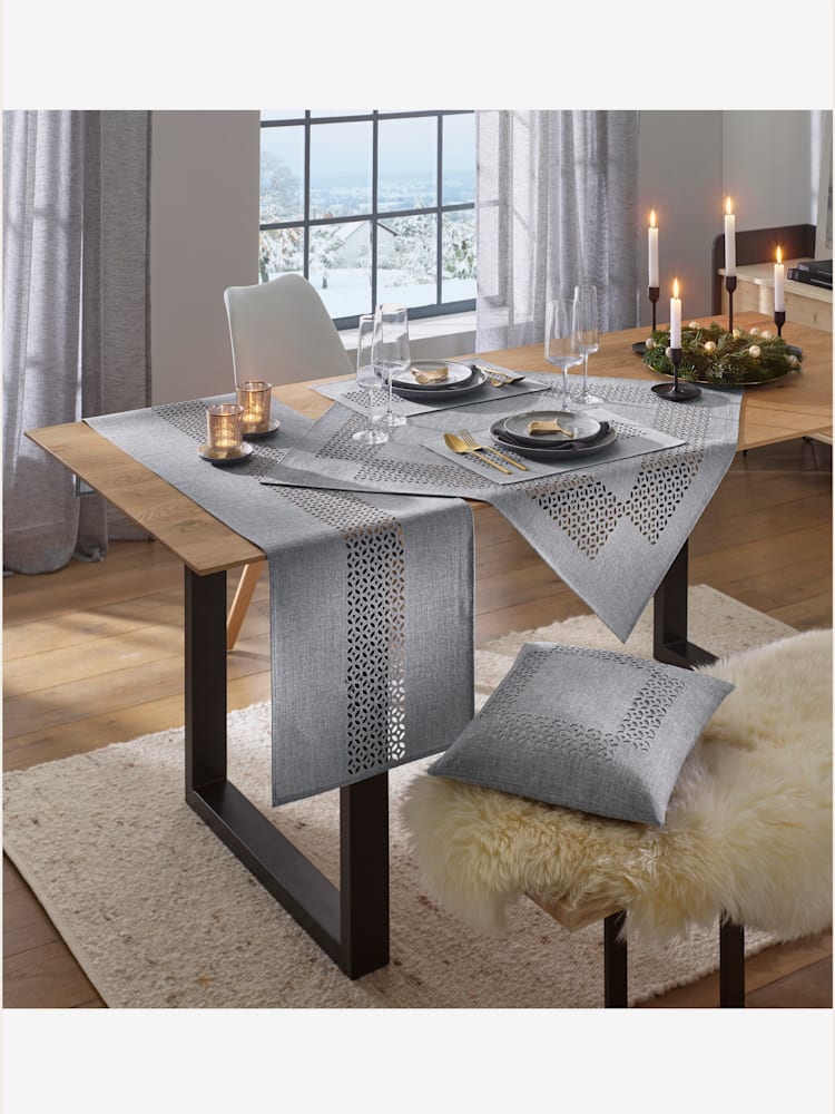 Nappe entretien facile, gris moyen uni, taille 40x40 cm - helline