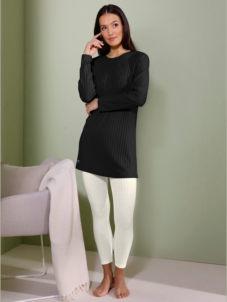 T-shirt long en modal ultra-doux, couleur noir, taille 38/40, marque CREATION L PREMIUM - helline