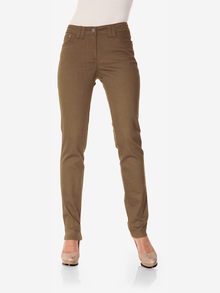 Pantalon skinny coupe skinny, couleur marron, taille 38, marque Linea Tesini - helline