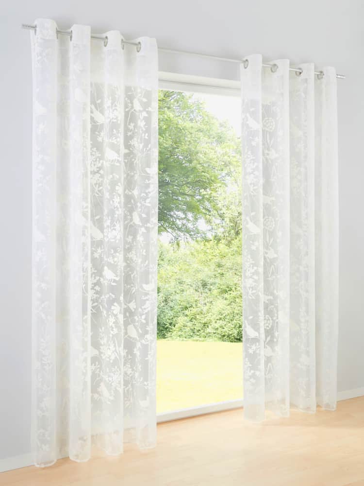 Rideaux, Œillets, couleur ivoire clair à motifs, taille 245x140 cm, helline home - helline