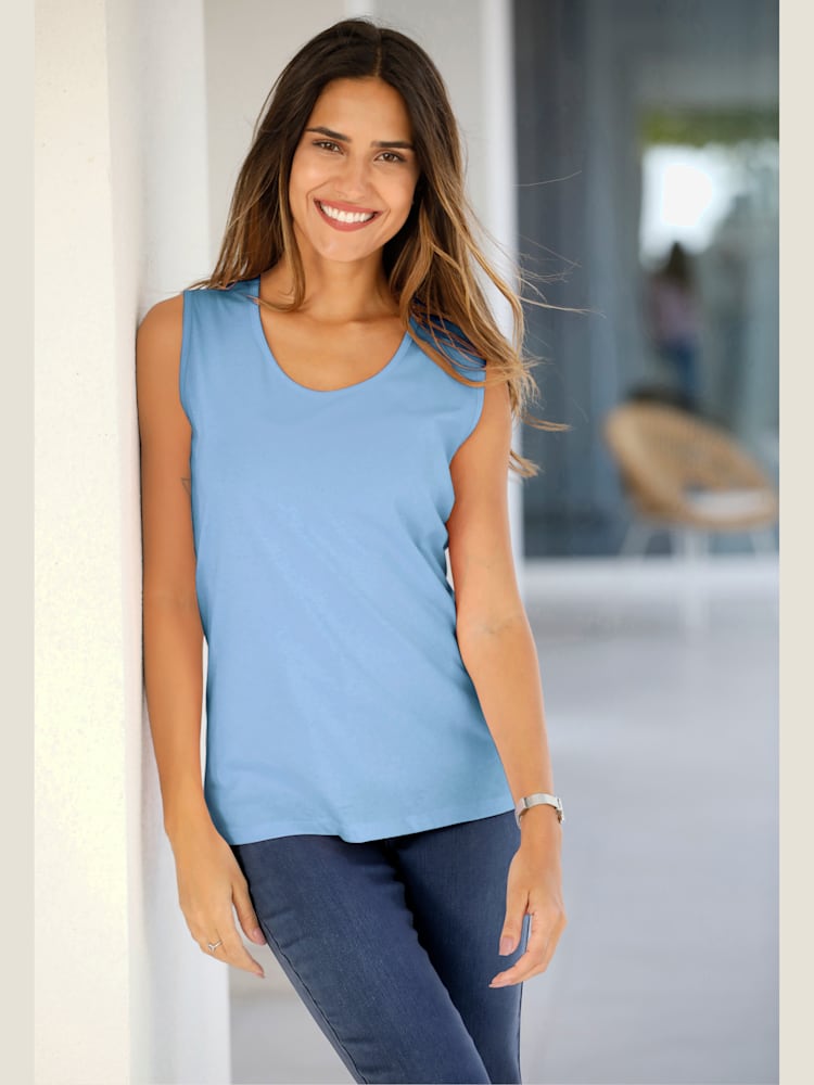 Débardeur bretelles larges avec encolure ronde, couleur bleu, taille 50 - helline