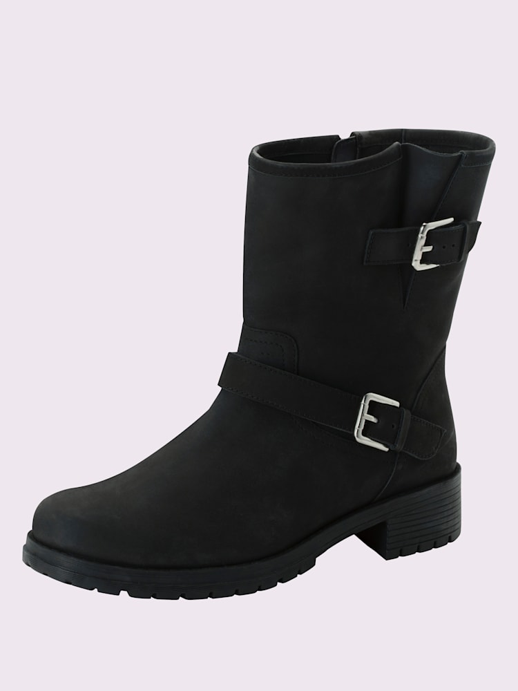 Bottines biker largeur h*, XXL, noir uni, taille 41, Sheego - helline