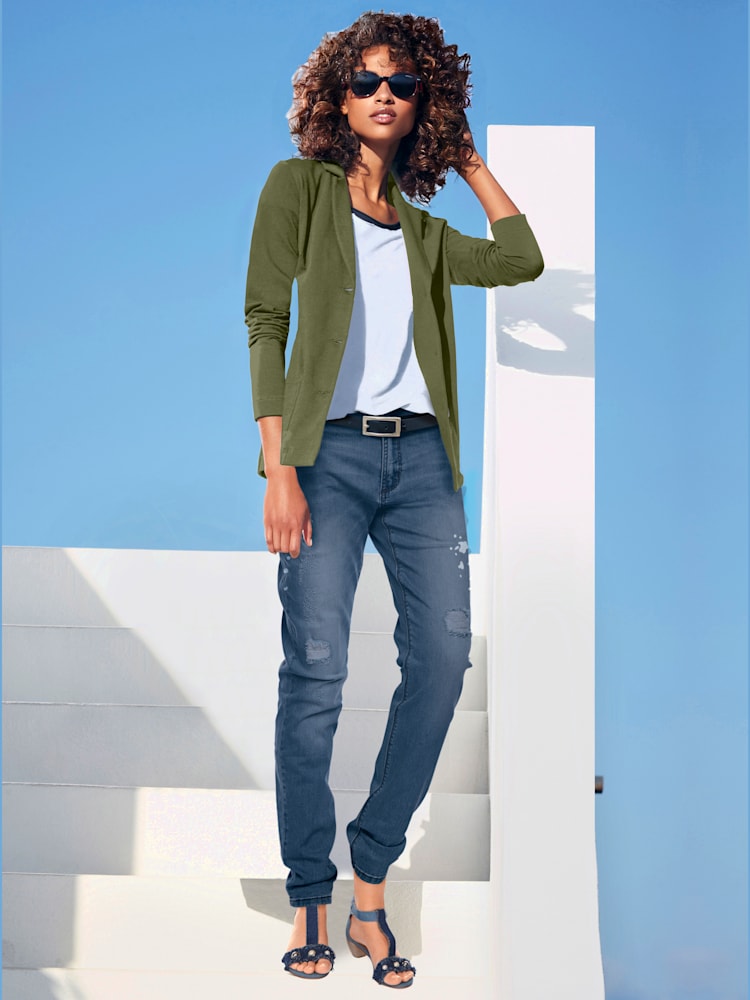 Blazer en jersey coupe sobre pour un look décontracté tendance, couleur vert, taille 46 - Witt