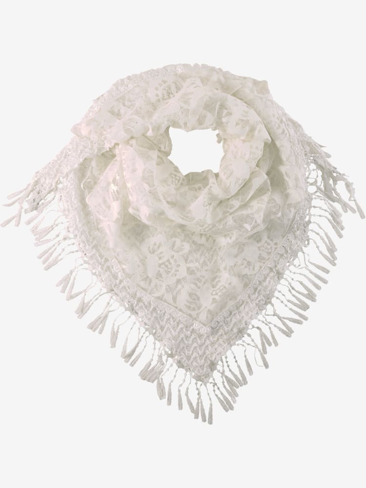 Écharpe forme triangulaire tendance, couleur blanc, taille 0 - helline