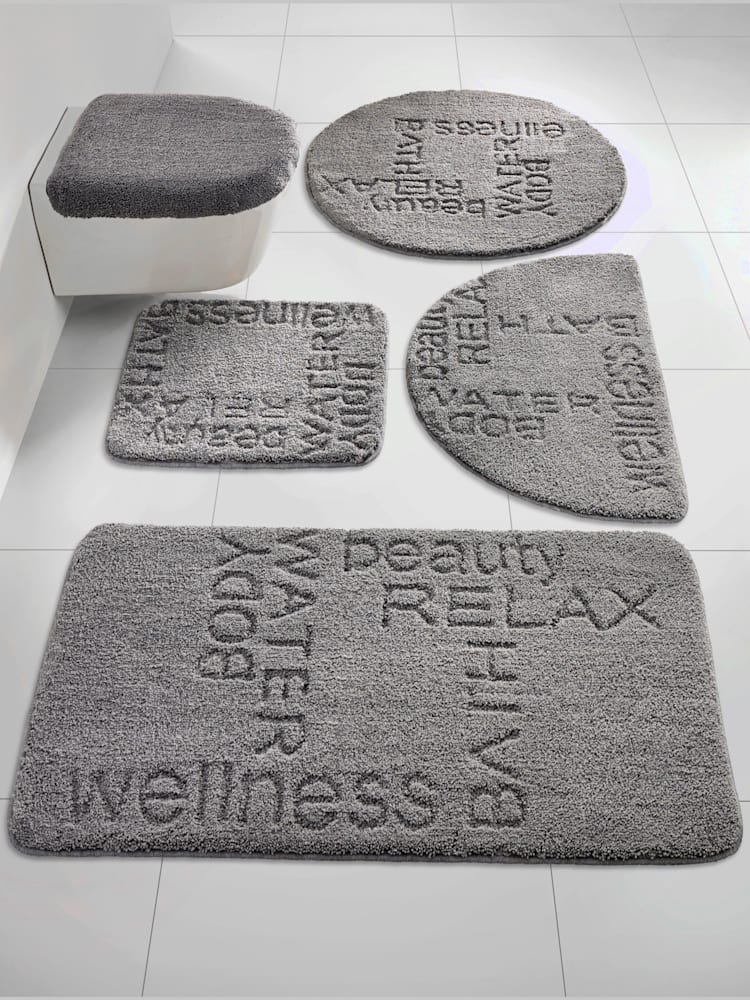 Tapis de bain, couleur : gris moyen uni, taille 50x80 cm, marque helline home, 100% polyester - helline