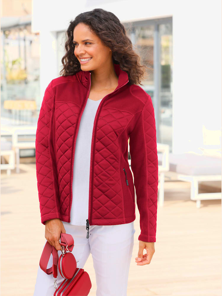 Veste polaire traitement contre les bouloches, couleur rouge, taille 38, marque Collection L - helline