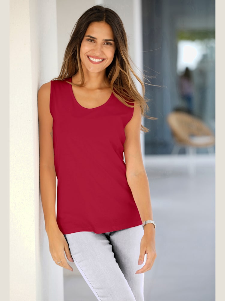 Débardeur bretelles larges avec encolure ronde, couleur rouge, taille 48 - helline