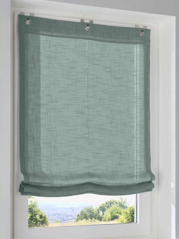 Store-bateau à œillets, couleur : bleu turquoise moyen uni, taille 130x80 cm, marque helline home, 100% polyester - helline