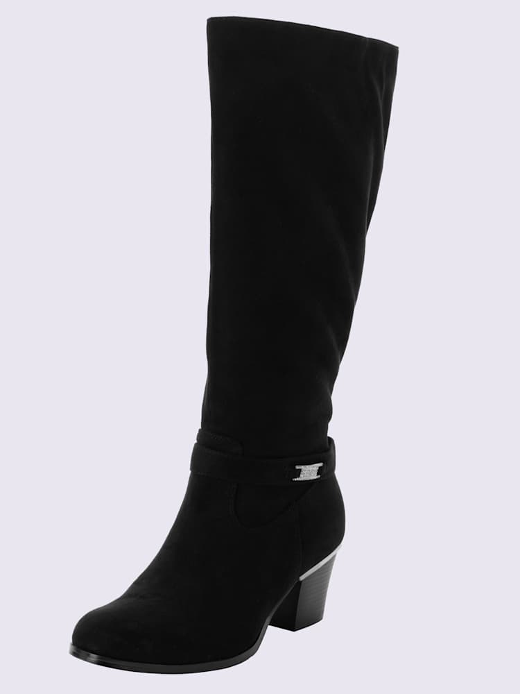 Bottes pour jambe large largeur f*, XXL, noir uni, taille 42, Sheego - helline