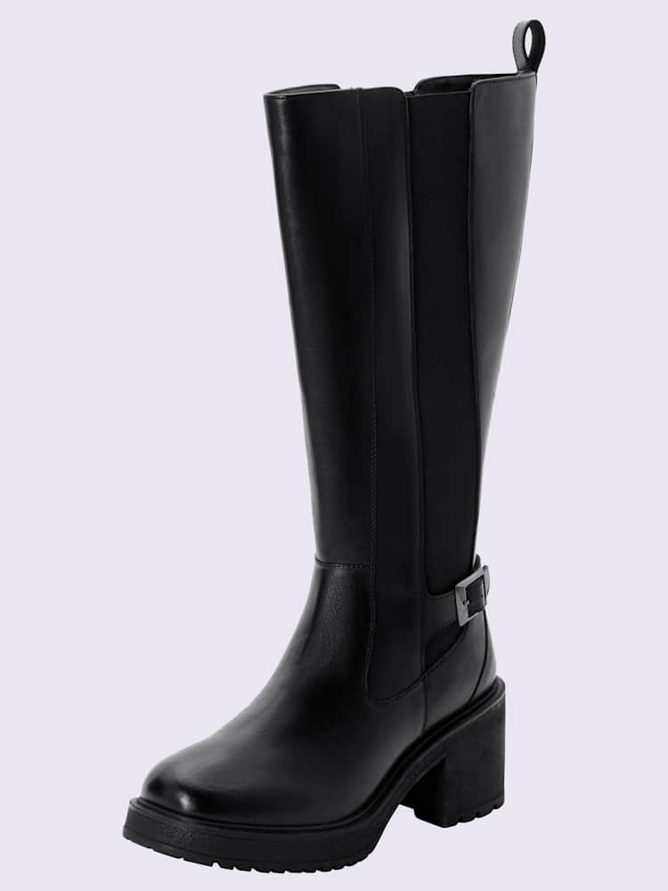 Bottes pour jambe large largeur g*, XXL, noir uni, taille 38, Sheego - helline