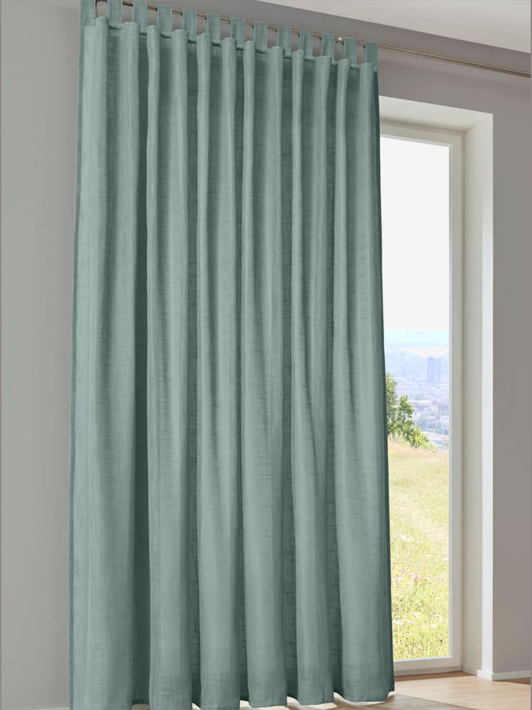 Rideaux, Passants, couleur : bleu turquoise moyen uni, taille 225x140 cm, marque helline home, 100% polyester - helline