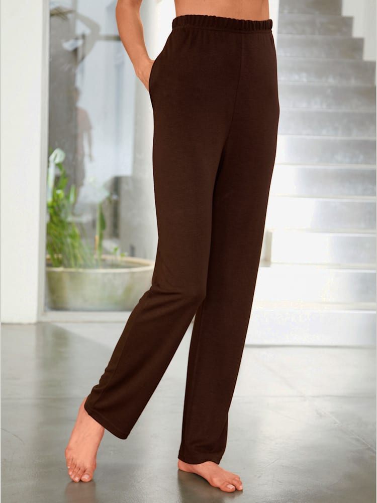 Pantalon d'intérieur confortable taille élastique, couleur marron, taille 42/44, marque feel good - helline