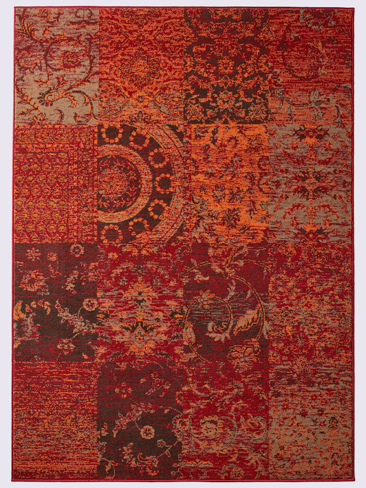 Tapis tissage mécanique, couleur : orange foncé uni, taille 60x110 cm, marque helline home, 100% Polypropylène - helline