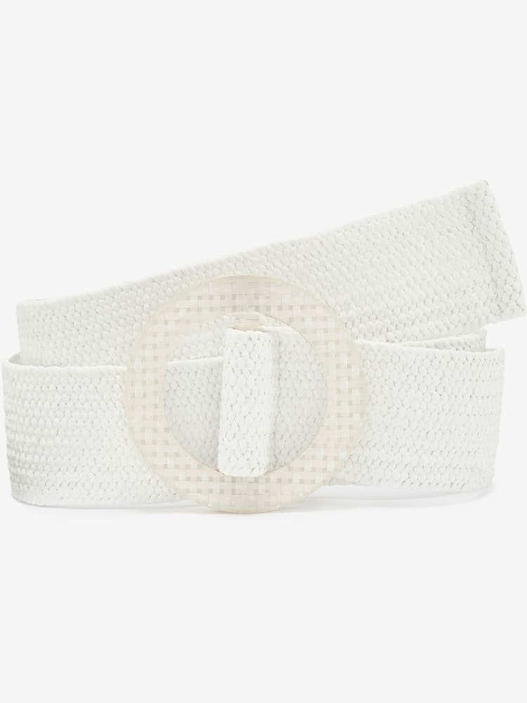 Ceinture tendance imitation raphia avec boucle semi-transparente, couleur blanc, taille 80, marque LASCANA - helline