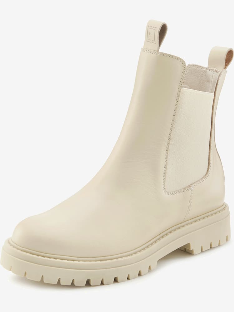 Bottines chelsea tendance en cuir de qualité, très confortables, marron clair uni, taille 37, Elbsand - helline