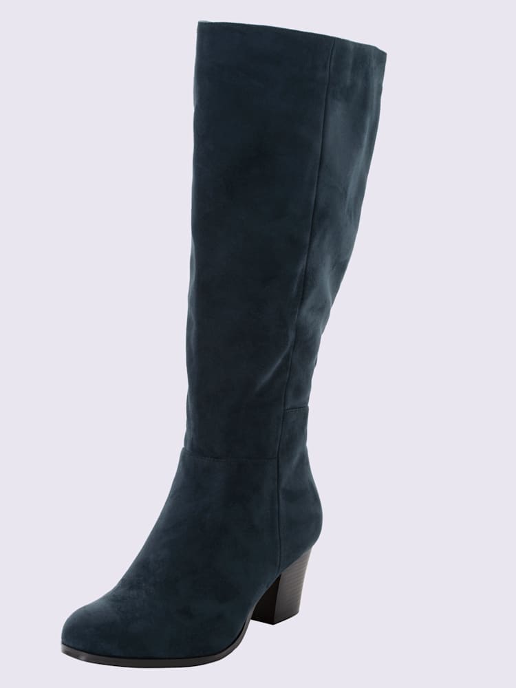 Bottes pour jambe large, XXL, bleu foncé uni, taille 43, Sheego - helline