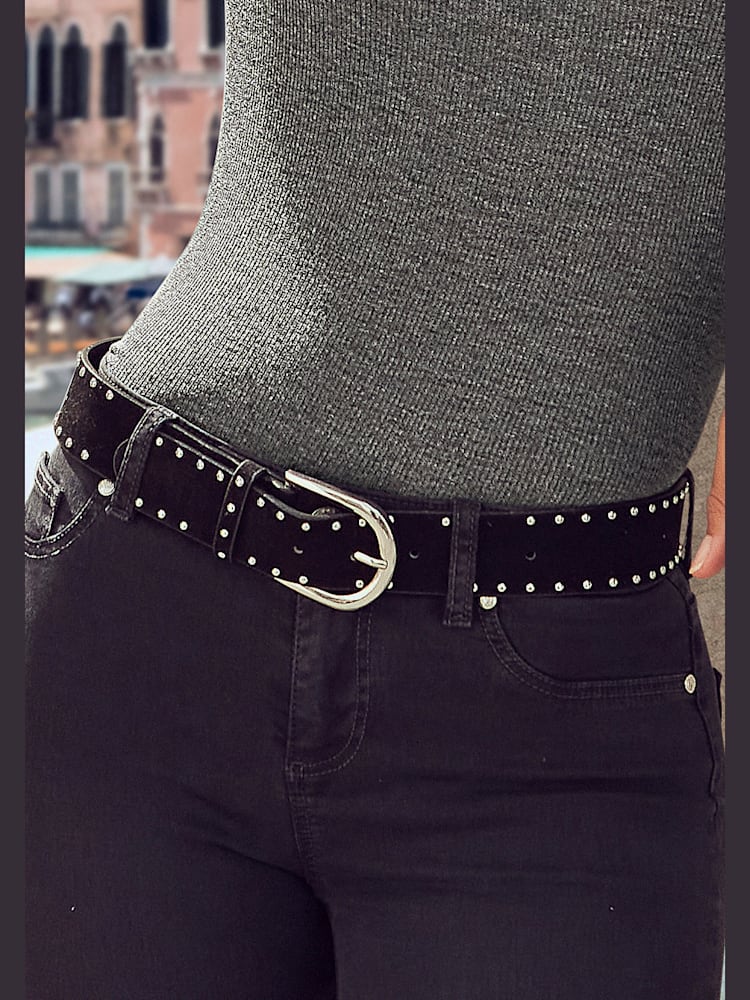 Ceinture hanches ceinture tendance en synthétique velours, couleur noir, taille 80, marque LASCANA - helline