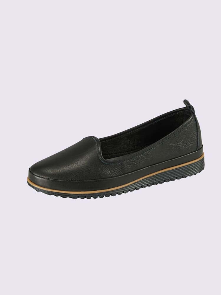 Trotteurs semelle intérieure amovible en cuir, noir uni, taille 39 - helline