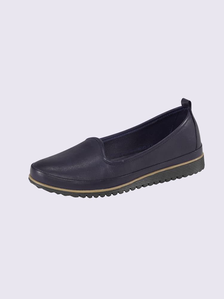 Trotteurs semelle intérieure amovible en cuir, bleu foncé uni, taille 41 - helline