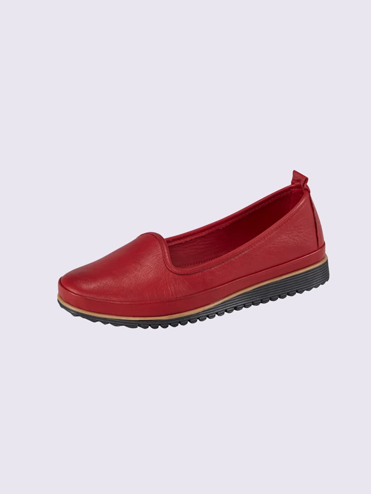 Trotteurs semelle intérieure amovible en cuir, rouge moyen uni, taille 40 - helline