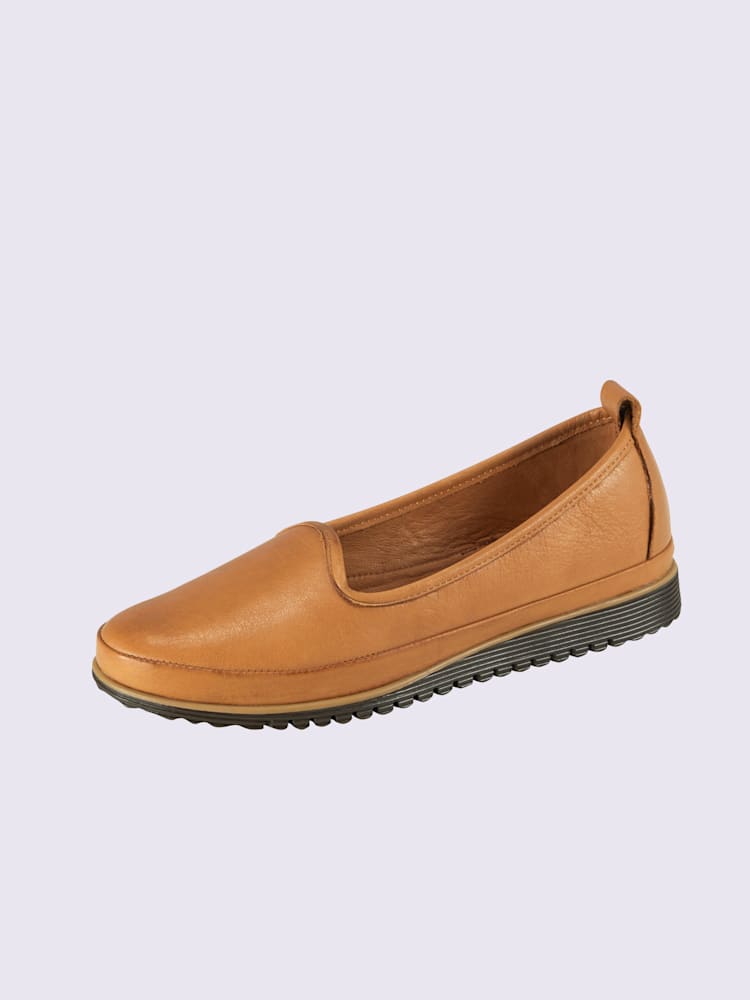 Trotteurs semelle intérieure amovible en cuir, marron moyen uni, taille 41 - helline