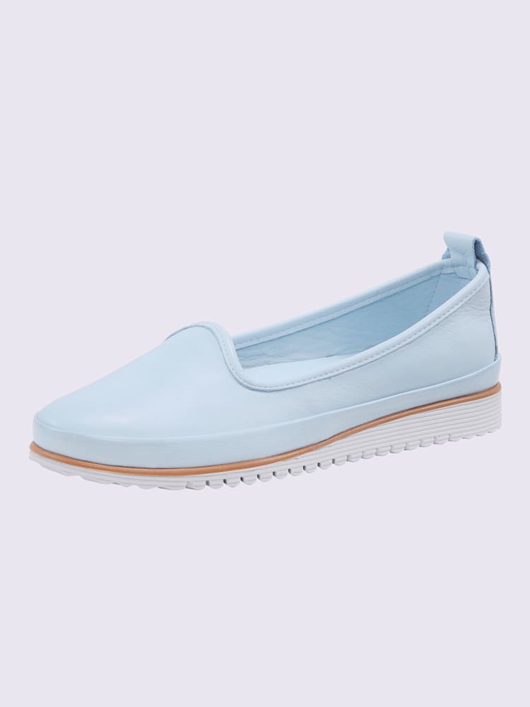 Trotteurs semelle intérieure amovible en cuir, bleu clair uni, taille 41 - helline