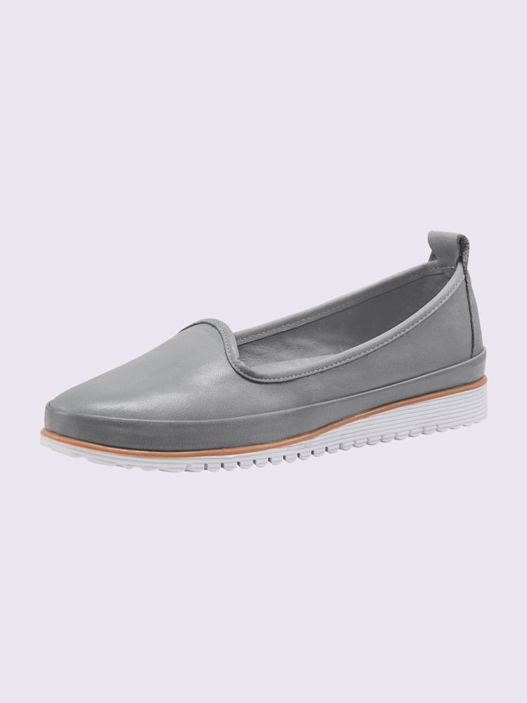 Trotteurs semelle intérieure amovible en cuir, gris clair uni, taille 38 - helline